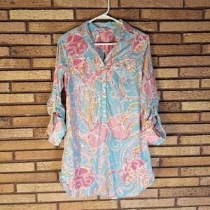 Lilly Pulitzer XS Captiva Tunic w/ Roll Sleeves